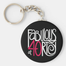 Fabulous at 40rty white Keychain