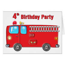 Fabulous Fire Truck 4th Birthday Greeting Card