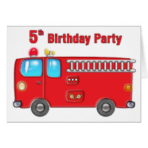 Fabulous Fire Truck 5th Birthday Greeting Card