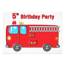 Fabulous Fire Truck 5th Birthday Personalized Announcement