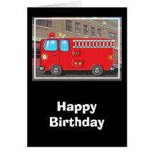 Fabulous Fire Truck and Fire Station Greeting Cards