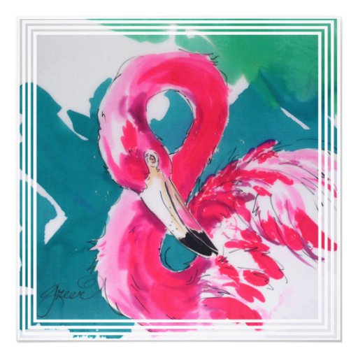 Fabulous Flamingo Art Print Invitation Card
