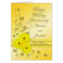 Fabulous flowers 70th anniversary for a couple greeting cards