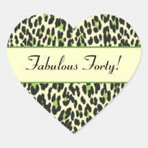 Fabulous Forty Green Leopard Birthday Stickers