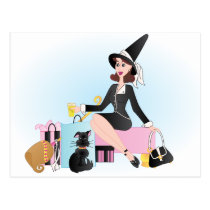 Fabulous Shopping Witch postcards