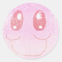 Faded  Coloured Pink and Red Smiley Face  Sticker