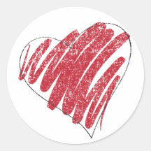 faded heart round sticker
