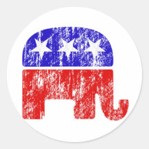 Faded Republican Elephant Round Stickers