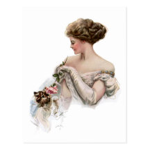 Fair Maiden Teases a Kitten Post Cards