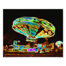 Fair ride Swings Blur Black and Neon Photo