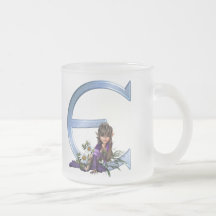 Fairy Blue Monogram E Coffee Mugs