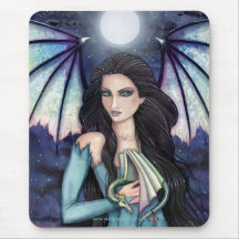 Fairy Dragon Moon Mousepad by Molly Harrison