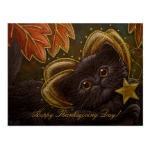 FAIRY PERSIAN CAT - THANKSGIVING Postcard