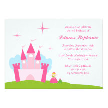Fairy princess castle birthday party invitation