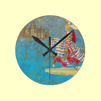 Fairy Tale Castle & Fleur de lis Mediaeval Knight wall clocks