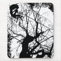 FAIRY WEBBY TREE BUBBLES B&W MOUSEPAD