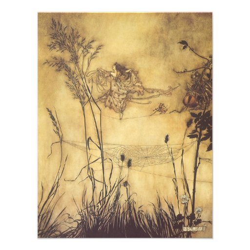Fairy's Tightrope by Arthur Rackham, Vintage Art Personalized Invites