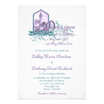 Fairytale Purple Teal Castle Once Upon Wedding invitations