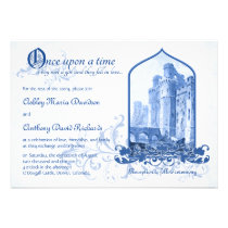 Fairytale Royal Blue Castle Once Upon Wedding invitations
