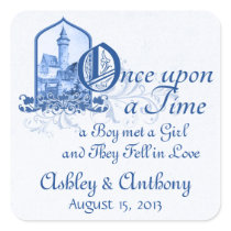 Fairytale Royal Blue Castle Once Upon Wedding Seal stickers