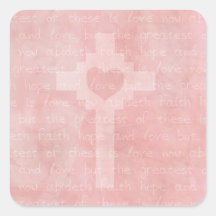Faith Hope and Love Christian Square Stickers