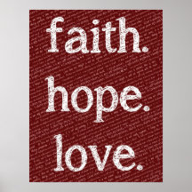 Faith Hope Love 1 Corinthians 13:4-7 Bible Quote Poster