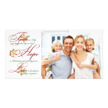 Faith, Hope, Love Red and Gold Christmas Photocard Photo Card Template