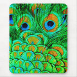 Fake Peacock Feathers Abstract Nature Pattern Mouse Pad