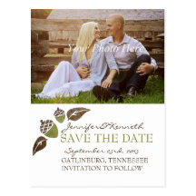 Fall Acorns and Leaves Wedding Post Card