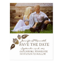 Fall Acorns and Leaves Wedding Postcards