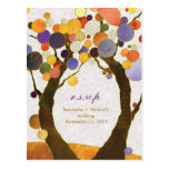 Fall Art Deco Love Trees Wedding RSVP (4.25x5.6) Post Card