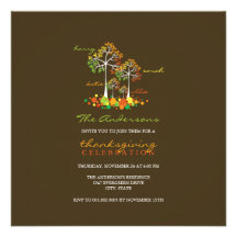 Fall / Autumn Family Tree Thanksgiving Invitation