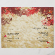 Fall Colors: Burgundy and Red Wedding Program Flyer Design