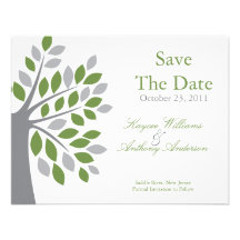 Fall Green Tree Save The Date Announcement