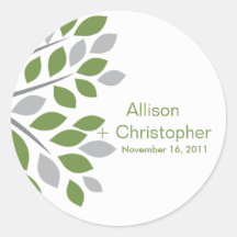 Fall Green Tree  Wedding Sticker