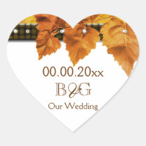Fall leaves country wedding seal #2 stickers