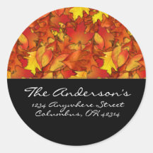 Fall Leaves Design 1 Address Labels Round Stickers