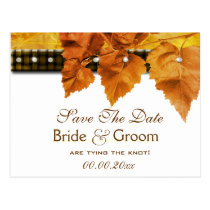 Fall leaves weave diamond "save the date" postcards