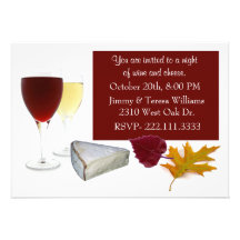 Fall Leaves Wine and Cheese Party Invitation