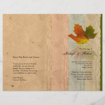 Fall Maple Leaf on Paper Wedding Program Personalized Flyer