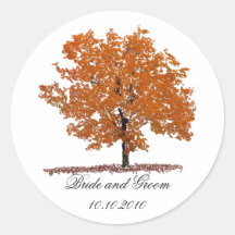 Fall tree round sticker