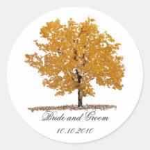 Fall tree round stickers