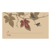 Fall Vines and Birds Special Occasion Place Card Business Card Template