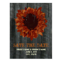 Fall Wedding Barnwood Save The Date Postcard