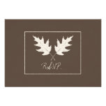 Fall Wedding Brown RSVP Oak Leaves Announcements