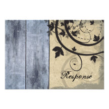 Fall Wedding Response RSVP Card Barn Board Announcements