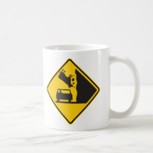 Falling Cow Zone Highway Sign Mugs