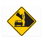 Falling Cow Zone Highway Sign Post Card