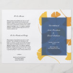 Falling ginkgo leaves navy blue wedding program custom flyer
