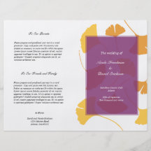 Falling ginkgo leaves purple wedding program custom flyer